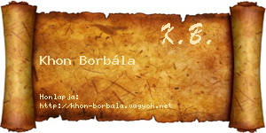 Khon Borbála névjegykártya